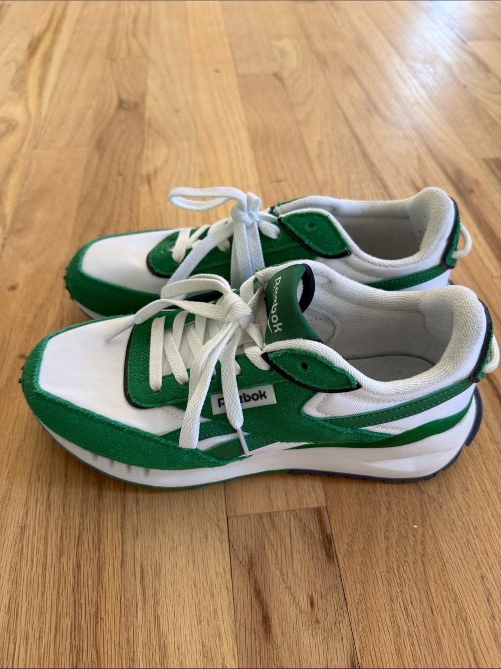 Reebok Womens Retro White and Green Athletic Sneakers